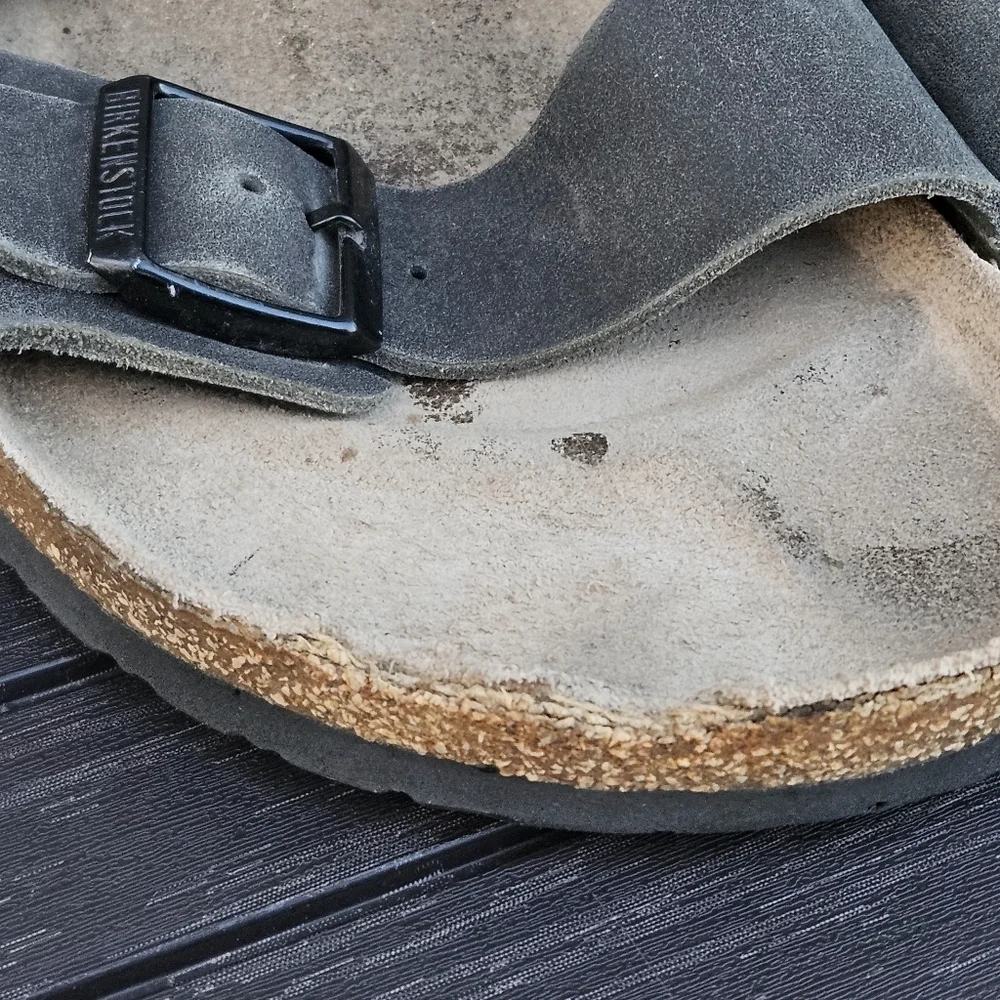 Birkenstock Arizona Sandals Mens Faded Black Leather Shoes EU 46 US 13 - 13.5